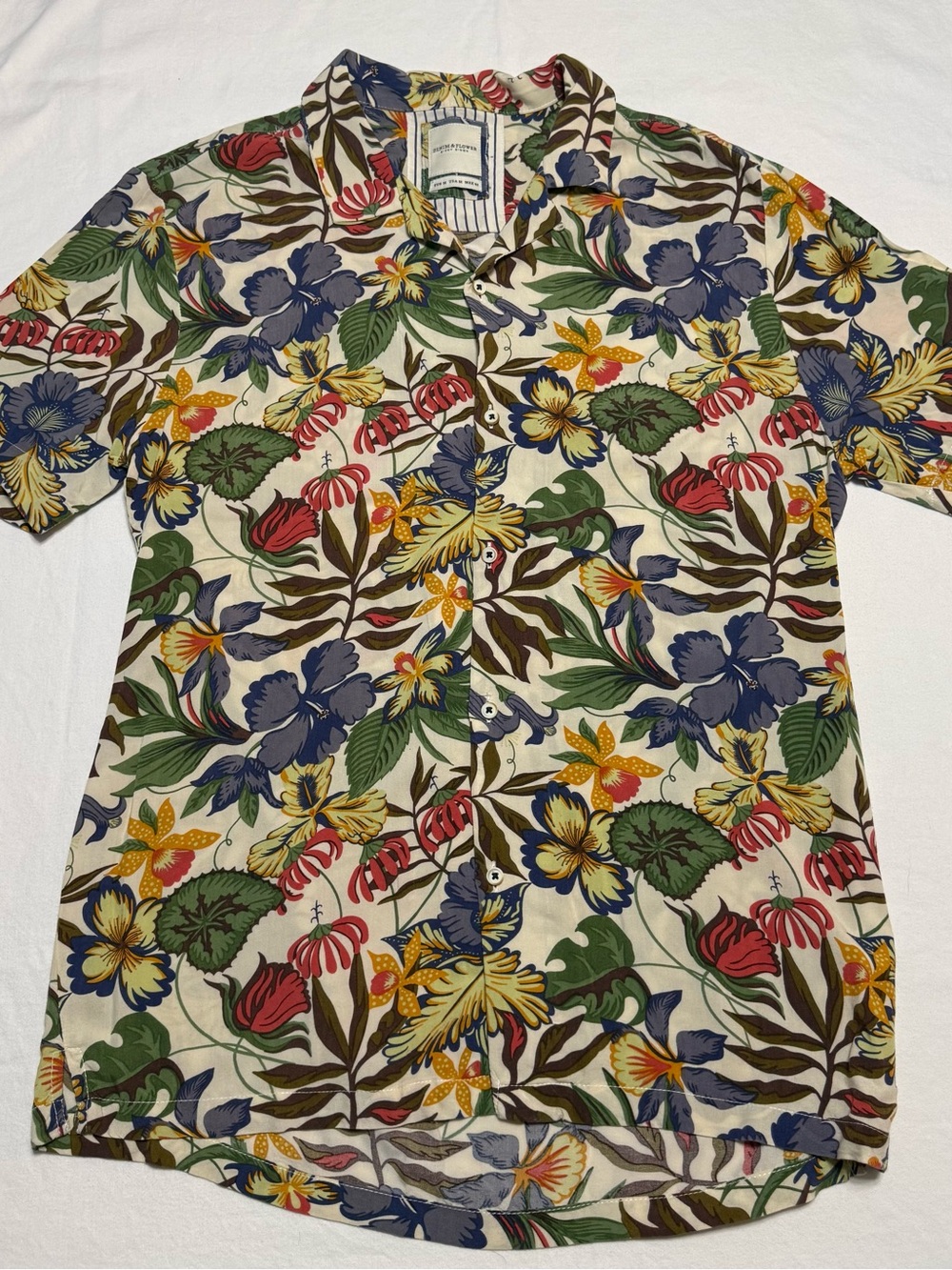 Denim & Flower Multicolor Floral Short-Sleeve Button-Up Shirt